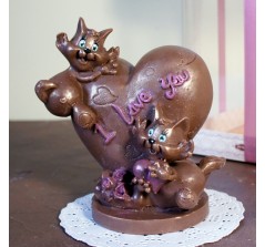 Шоколадная фигурка «Сердце с котятами» (10 см, 160 гр.) 