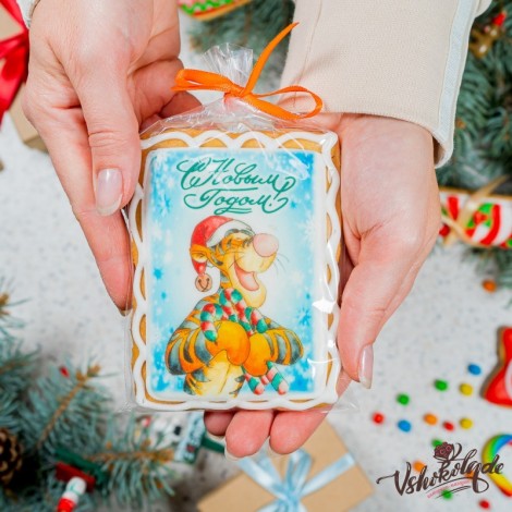 Новогодние печенья-открытки (8х11 см, 60 гр.) в ассортименте