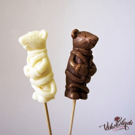 Шоколадная фигурка «Мышка на палочке» (7,5 см, 30 гр.)