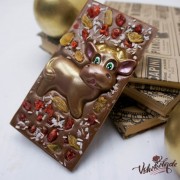 Плитка шоколадная барельеф «Коровка с изюминкой» (14,5*7 см, 120 гр.)