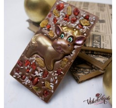 Плитка шоколадная барельеф «Коровка с изюминкой» (14,5*7 см, 120 гр.)